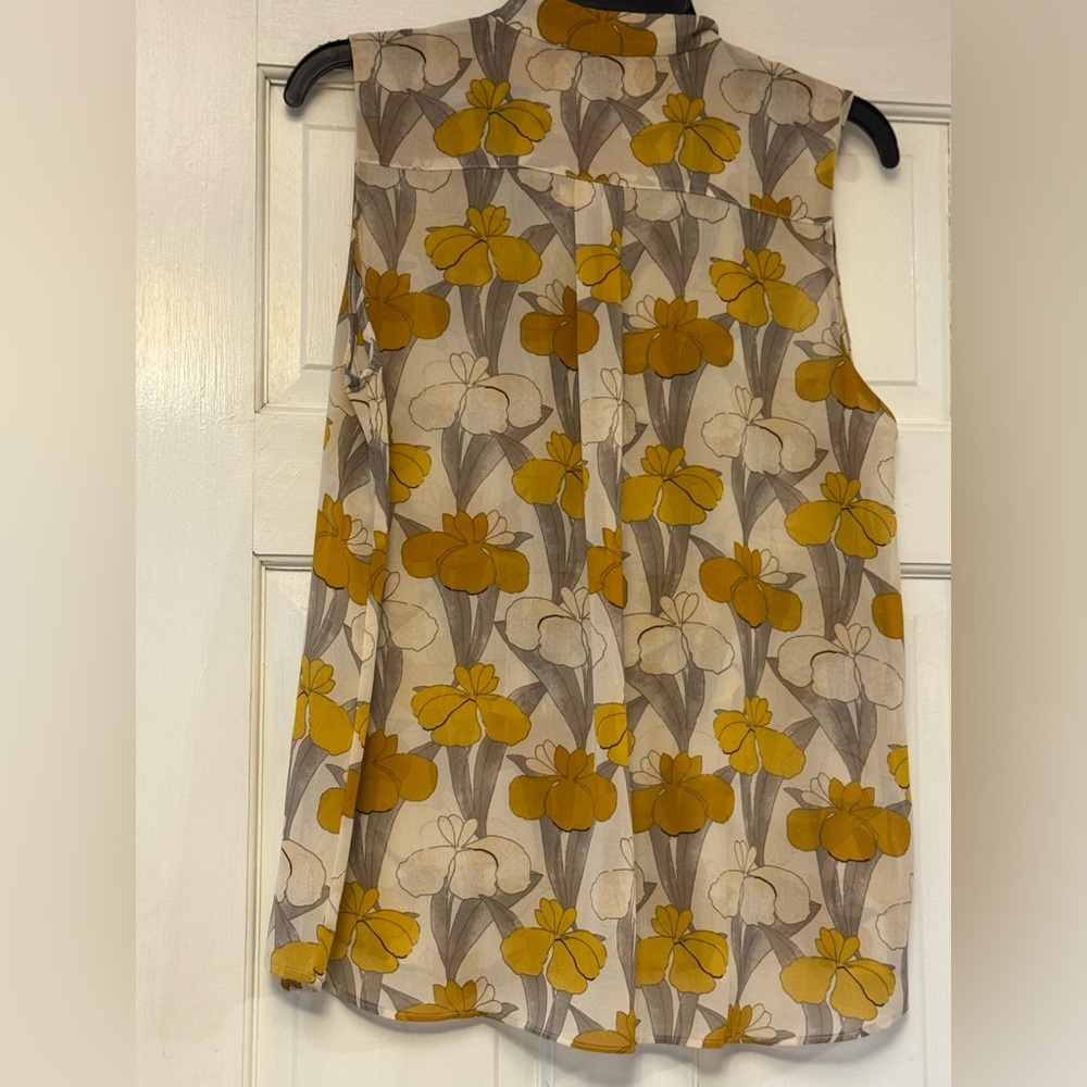 Ann Taylor Mustard and Gray Floral Blouse - Picture 2 of 7
